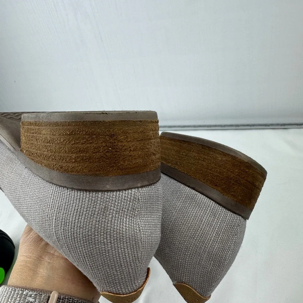 TOMS Women's Gray Suede Textile Block Heel Loafers Casual Office Shoes Size 12‎